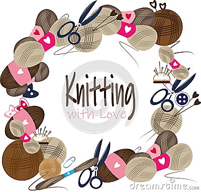 Vector frame of knitting elements Vector Illustration